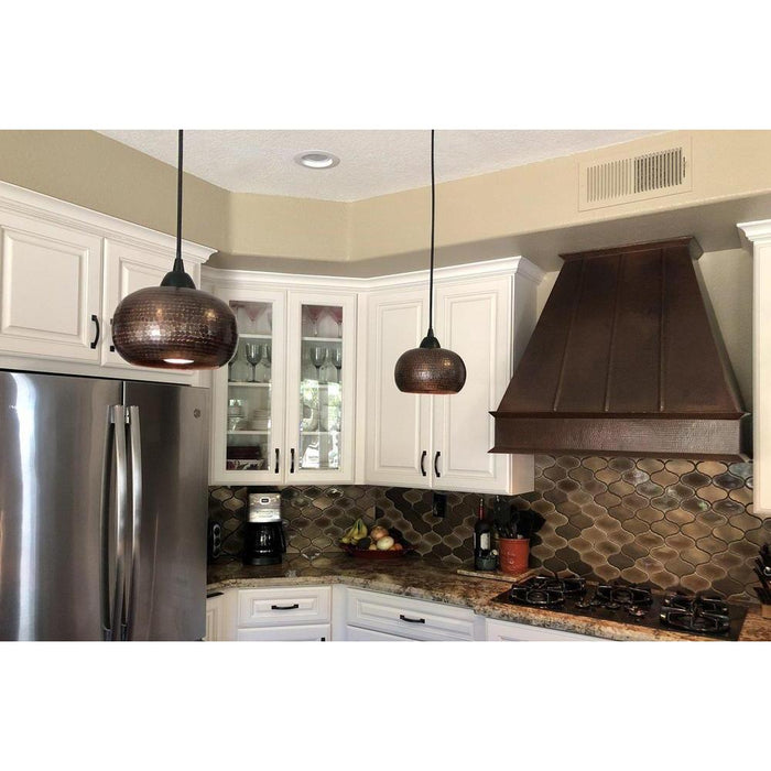 Hammered Copper Globe Pendant Light - Rustic Kitchen & Bath - Lighting - Premier Copper Products