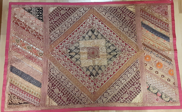 Rajastani Brocade Wall Hanging ~ Large ~ Wine & Copper