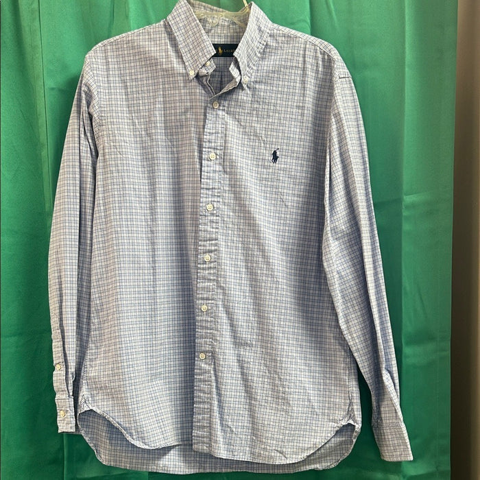 Ralph Lauren Light Blue Plaid Button Down Shirt size 16
