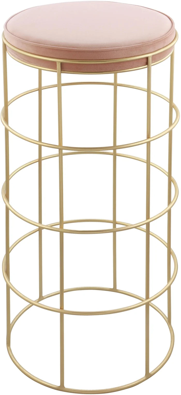Rebar Pink Velvet Bar Stool