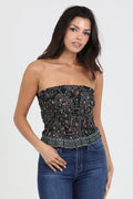 Romantic Black Print Tube Top