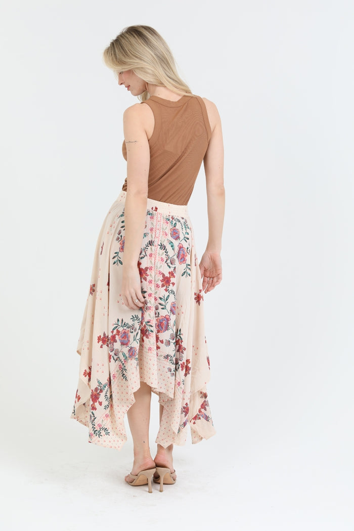 Romantic Cream Print Skirt