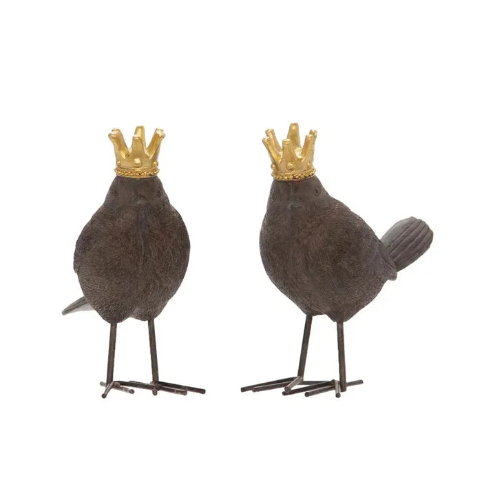 Sagebrook Home Resin Birds with Gold Crowns Table Decor main image.
