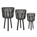 Sagebrook Home Set of 3 11/13/15 in. Bamboo Planters in Black main image.