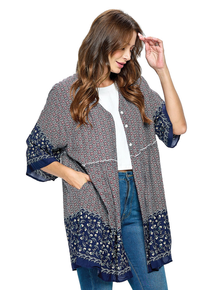 ◇ SALE ◇ Oversized Blouse ~ Sweet Blue Pattern