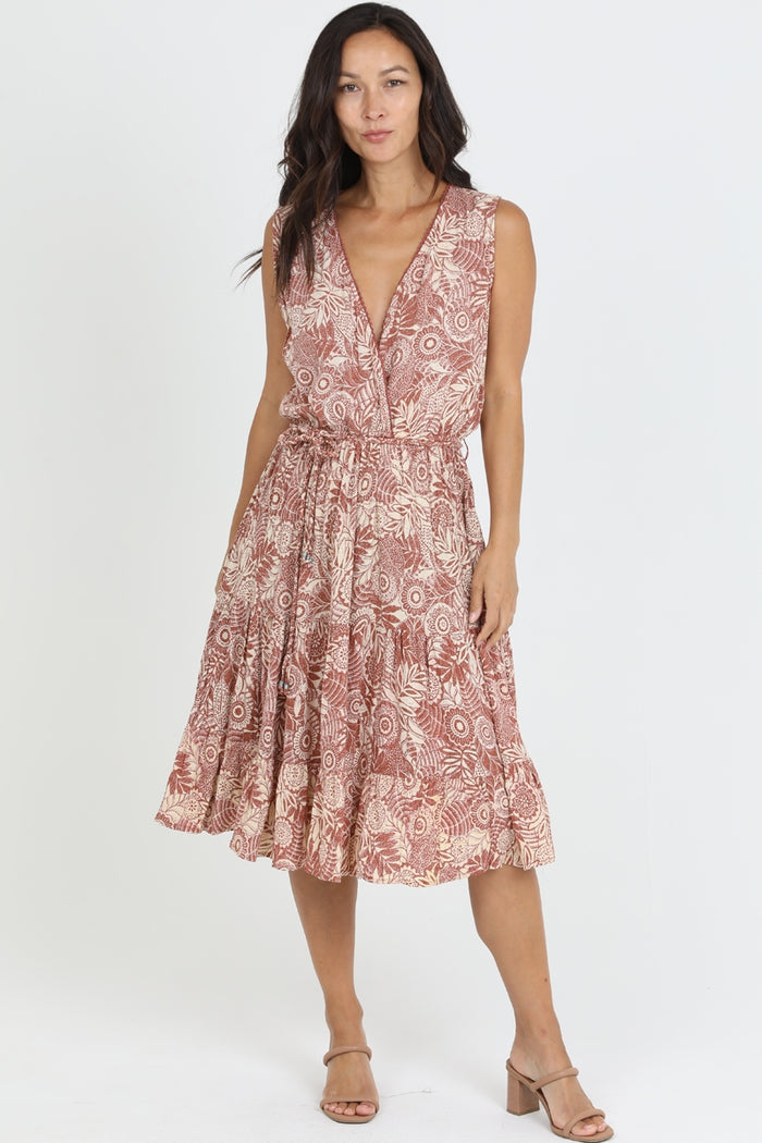 * SALE * V-Neck Belted Tank Dress ~ Ginger & Cream