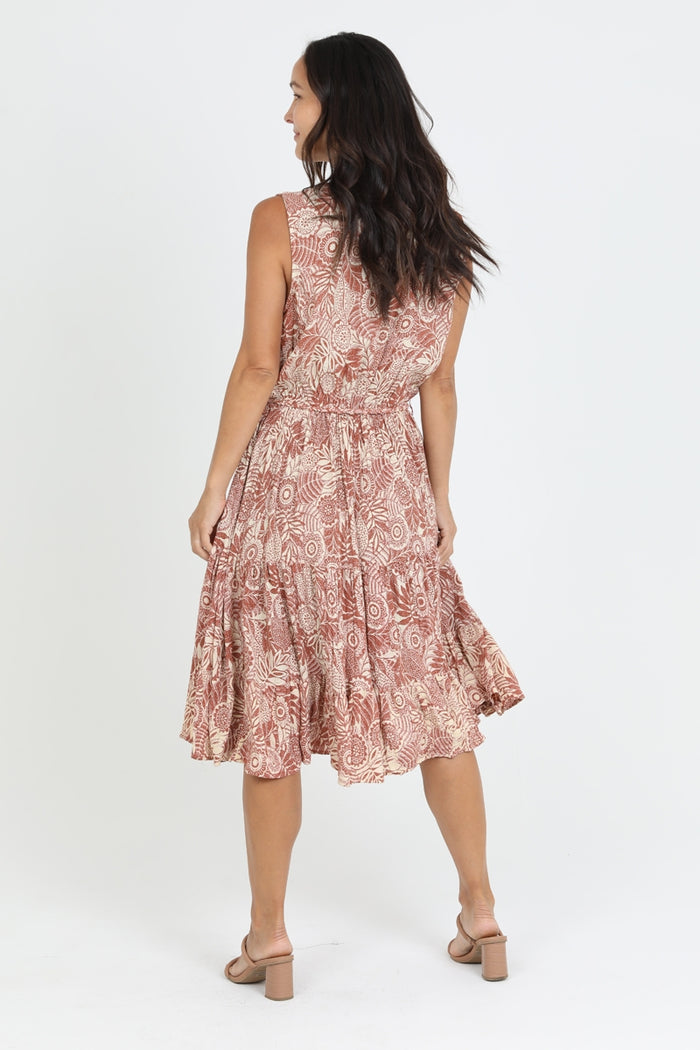 * SALE * V-Neck Belted Tank Dress ~ Ginger & Cream