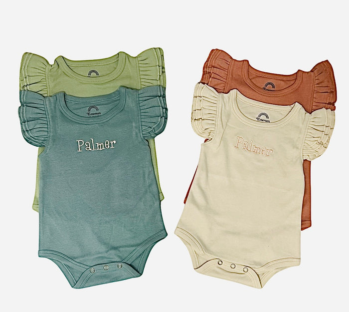 Sand Dollar Flutter Short Sleeve Cotton Baby Onesie