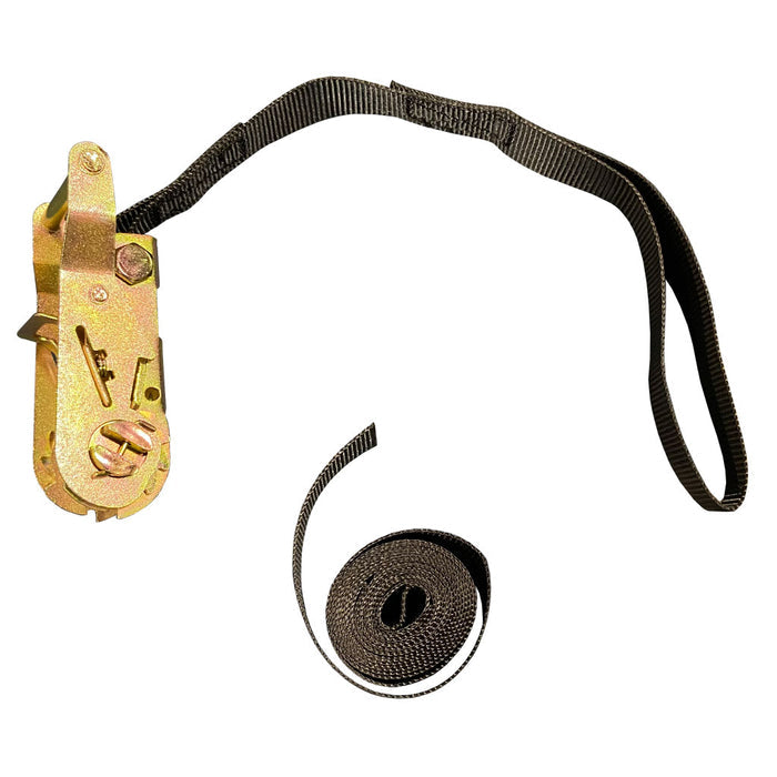 SB3403 - Tie Down Strap, 7.6'L x 1", 1,500 lb. Load Limit, Ratchet with Sewn Eye Cargo Tie Down End