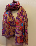 Scarf ~ Embroidered Boiled Wool Pashmina ~ Purple