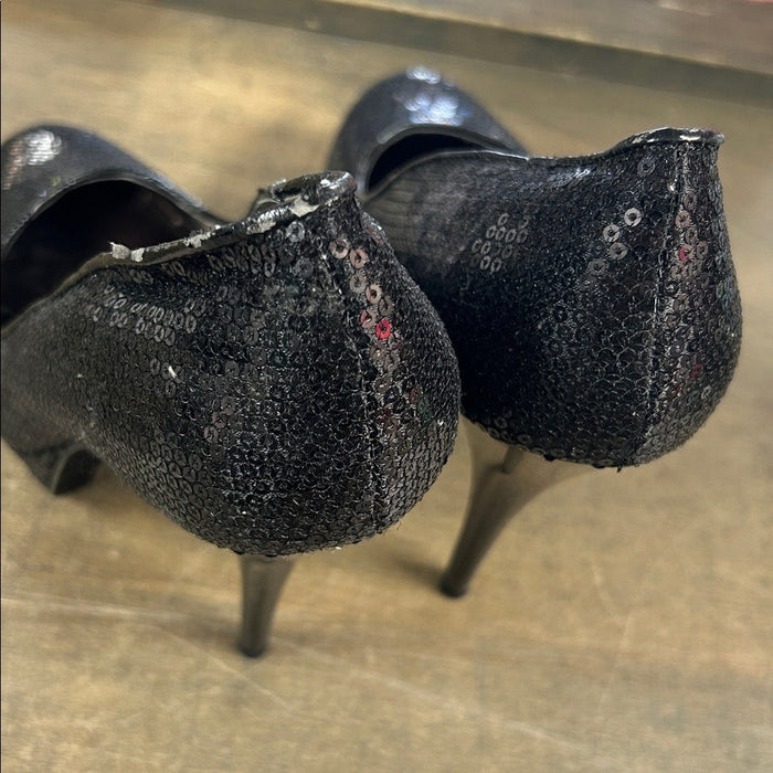 Sequin platform pumps, Herstyle Carlee black stiletto heels, size 10 new w box