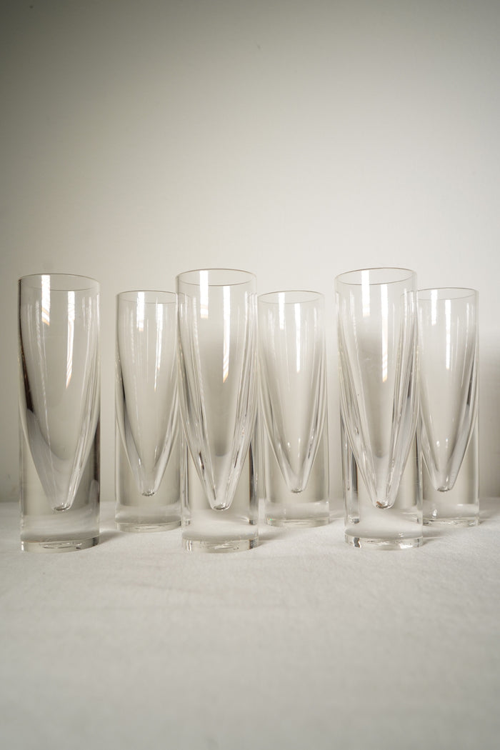 Set of Six Lucite Sculptural Highball Tumblers