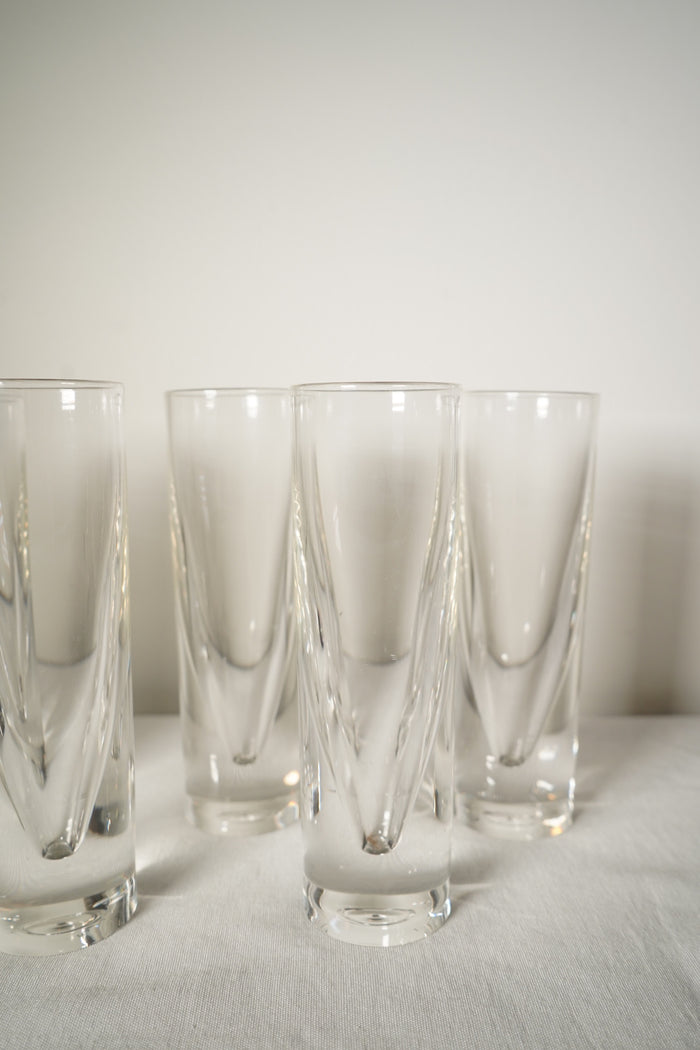 Set of Six Lucite Sculptural Highball Tumblers