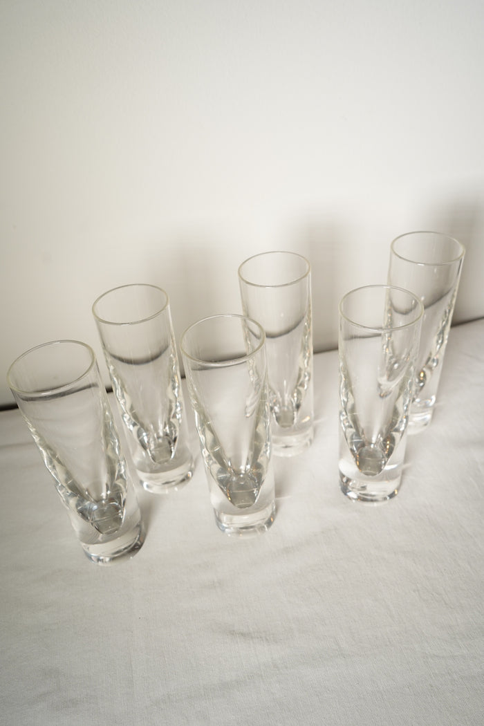 Set of Six Lucite Sculptural Highball Tumblers