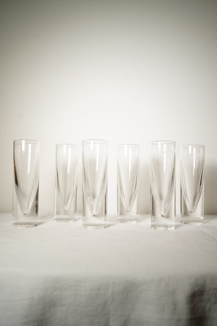 Set of Six Lucite Sculptural Highball Tumblers