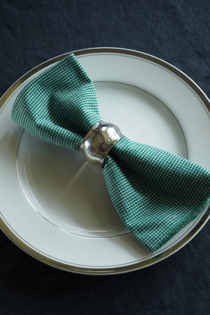 Set of Vintage Green Gingham Cloth Napkins