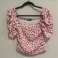 SHEIN Pink and Black Patterned Crop Top