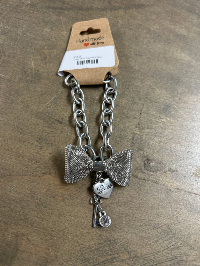 Silver Chain Bracelet W/Bow