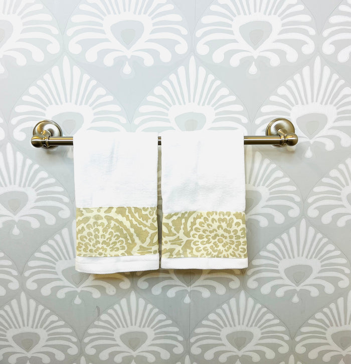 Small Hand Towel Set- "Pomegranate" in Oat