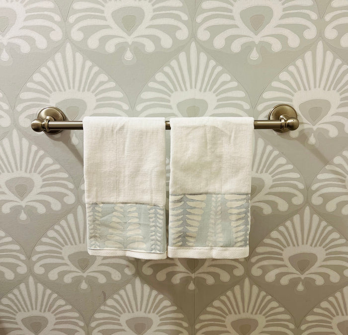Small  Towel Set- "Ferns" in Pale Blue