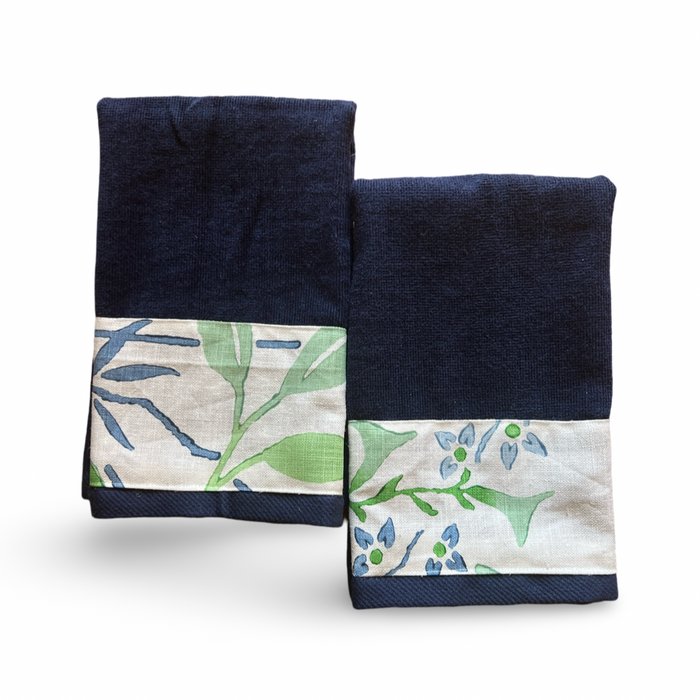 Small Towel Set- "Sumi" Navy & Green
