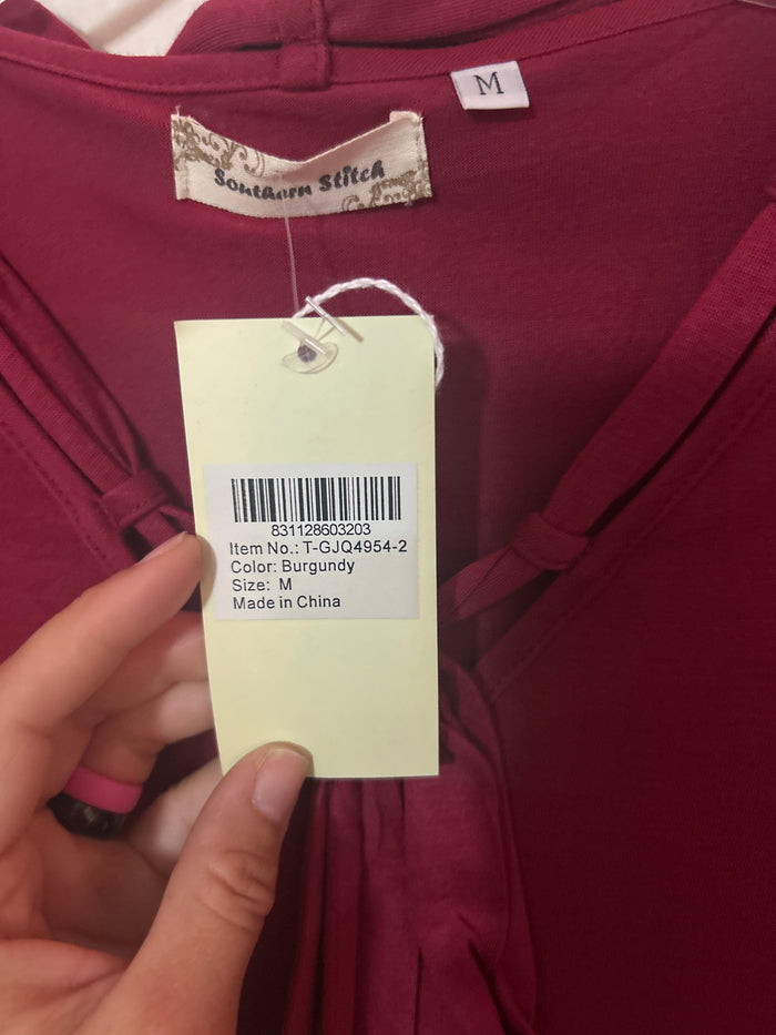 Southern Stitch burgundy tunic NEW MEDIUM