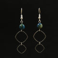 Stainless Steel & Glass Earrings ~ Green Beads