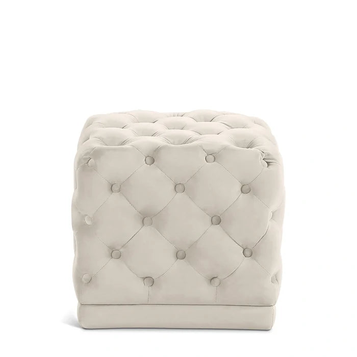 Stella Cream Velvet Ottoman/Stool
