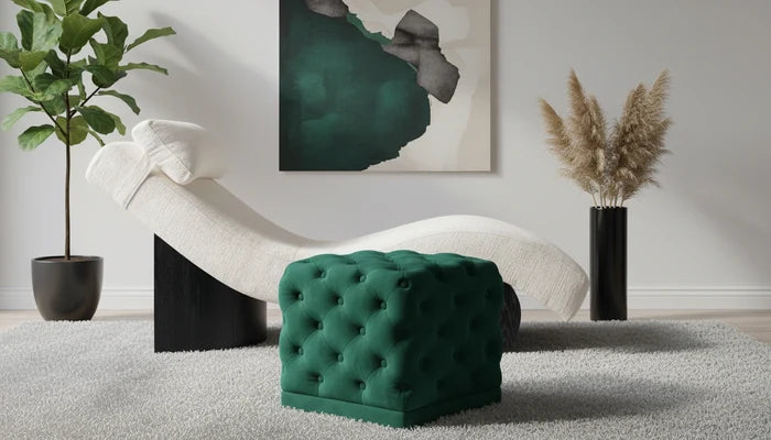 Stella Green Velvet Ottoman/Stool