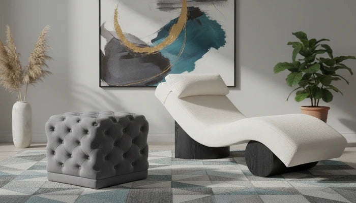 Stella Grey Velvet Ottoman/Stool