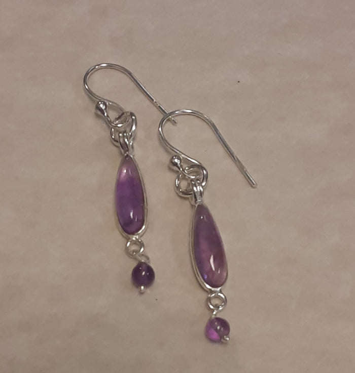 Sterling Silver Earrings ~ Amethyst Dangles