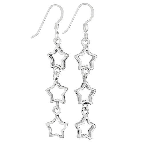 Sterling Silver Earrings ~ Three Stars