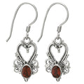 Sterling Silver & Garnet Earrings ~ Filigree