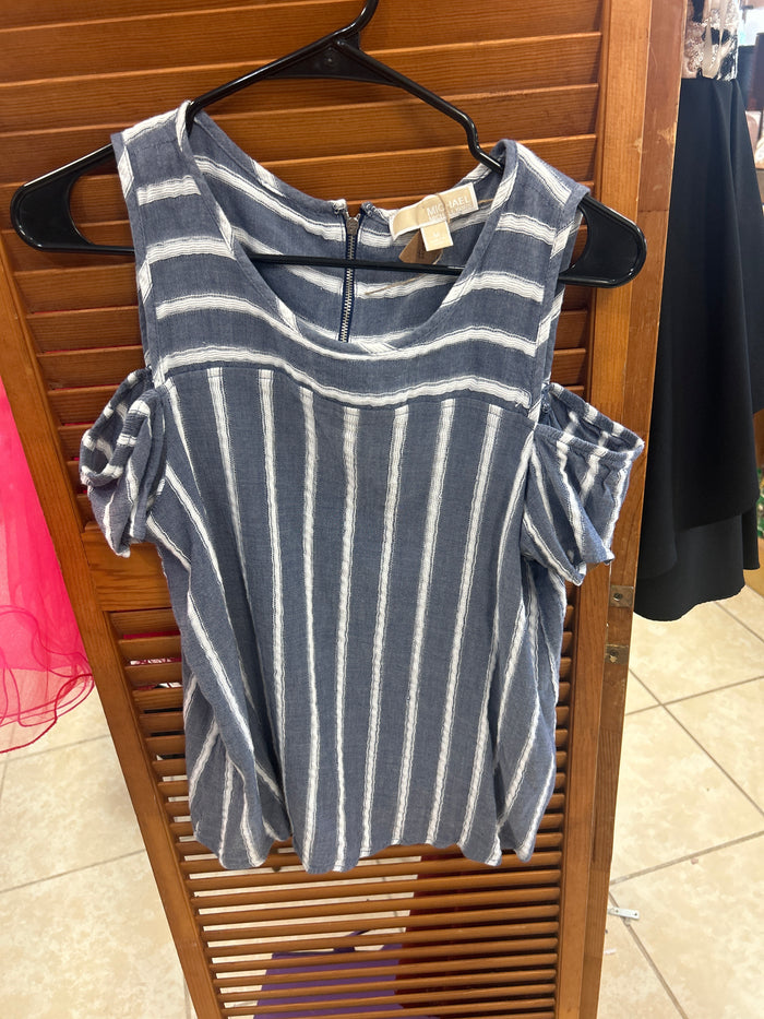 Michael Kors striped cold shoulder top Medium