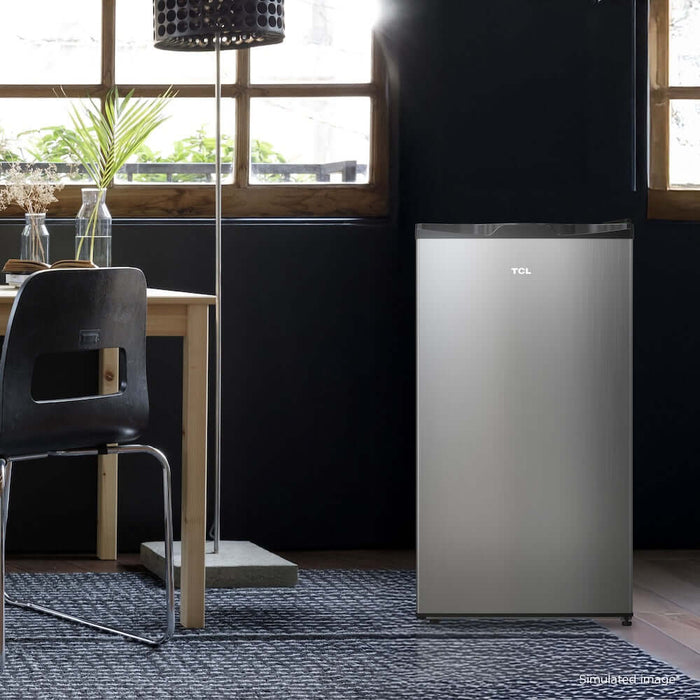 TCL 18 in. 3.1 Cu. Ft. Compact Single Door Mini Fridge in Silver (TRM31S4AV)