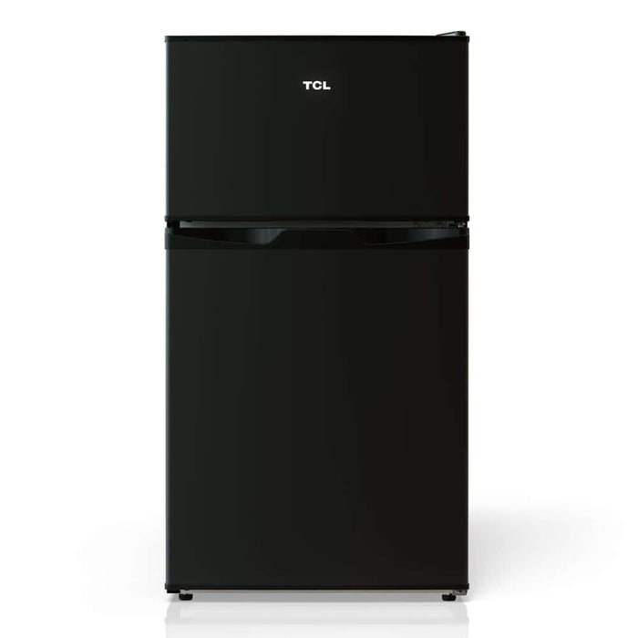 TCL 18 in. 3.1 Cu. Ft. Compact Top Freezer Mini Fridge in Black (TRM31D4AB) main image.