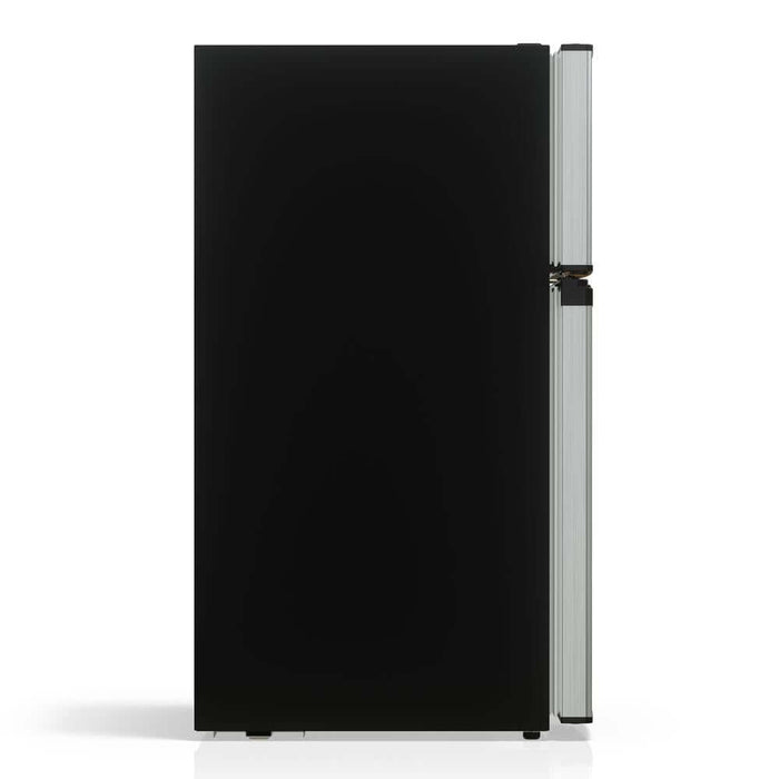 TCL 18 in. 3.1 Cu. Ft. Compact Top Freezer Mini Fridge in Silver (TRM31D4AV) side.