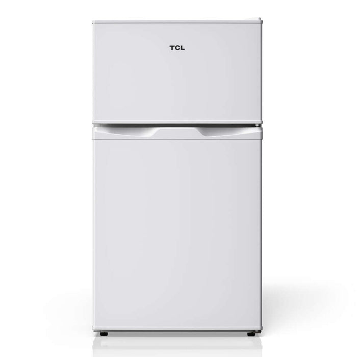TCL 18 in. 3.1 Cu. Ft. Compact Top Freezer Mini Fridge in White (TRM31D4AW) main image.