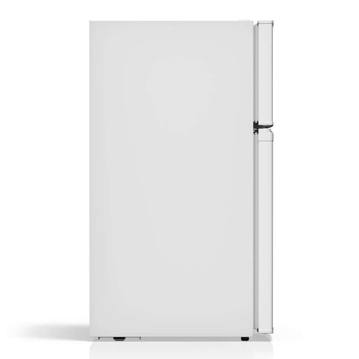 TCL 18 in. 3.1 Cu. Ft. Compact Top Freezer Mini Fridge in White (TRM31D4AW) side.