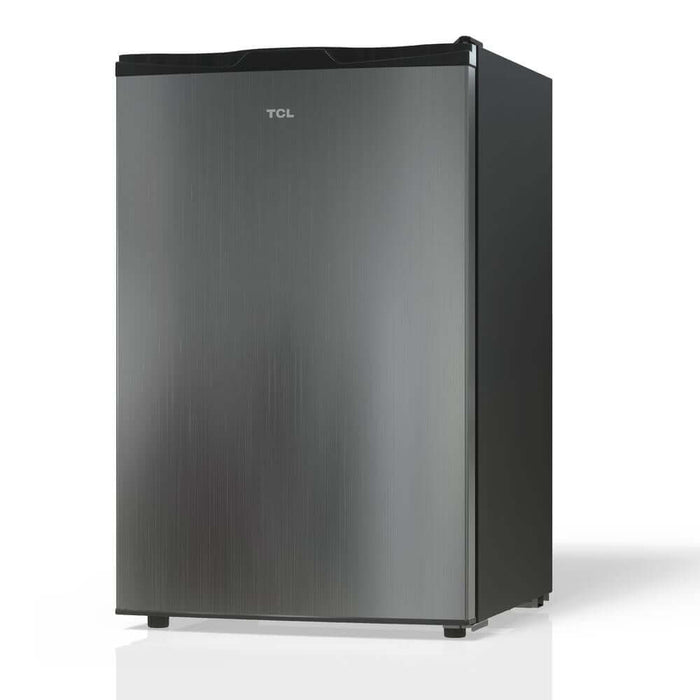 TCL 21 in. 4.5 Cu. Ft. Compact Single Door Mini Fridge in Silver (TRM45S4AV) reverse side.