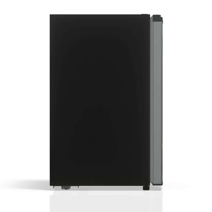 TCL 21 in. 4.5 Cu. Ft. Compact Single Door Mini Fridge in Silver (TRM45S4AV) cabinet side.