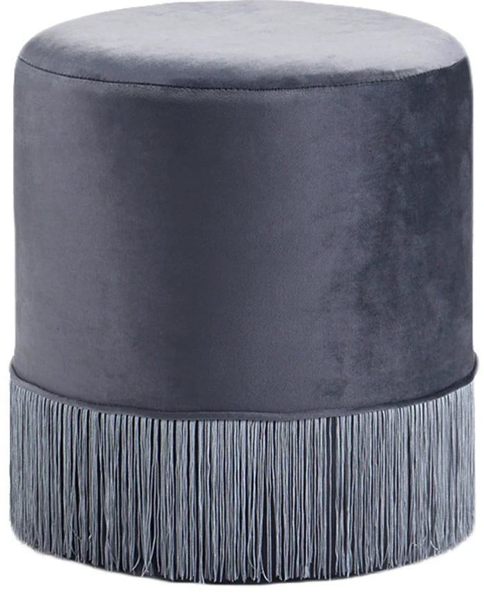 Teddy Grey Velvet Ottoman/Stool