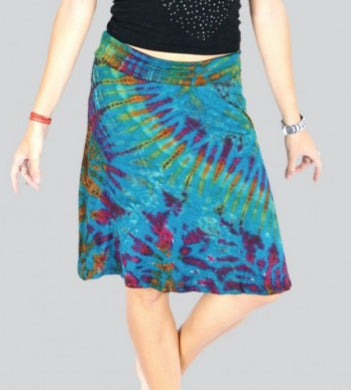 Tie-dye Knee Length Skirt - Teal