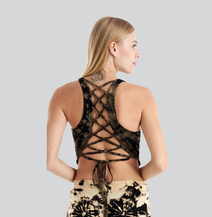 Tie-Dyed Lace Back Crop Top ~ Multiple Color Combos!