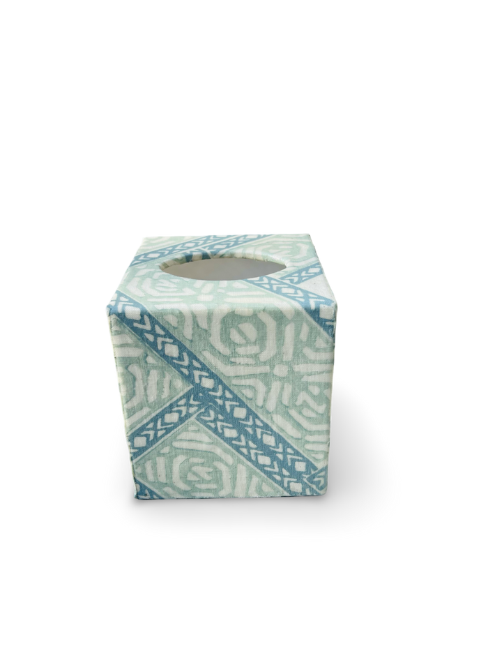 Tissue Box Cover - "Parquet" in Aqua by Galbraith & Paul
