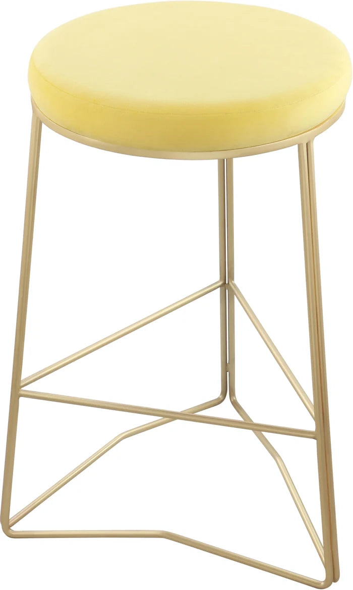Tres Yellow Velvet Counter Stool