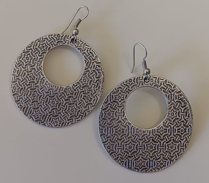 Turkish Earrings ~ Etched Geometric Rounds