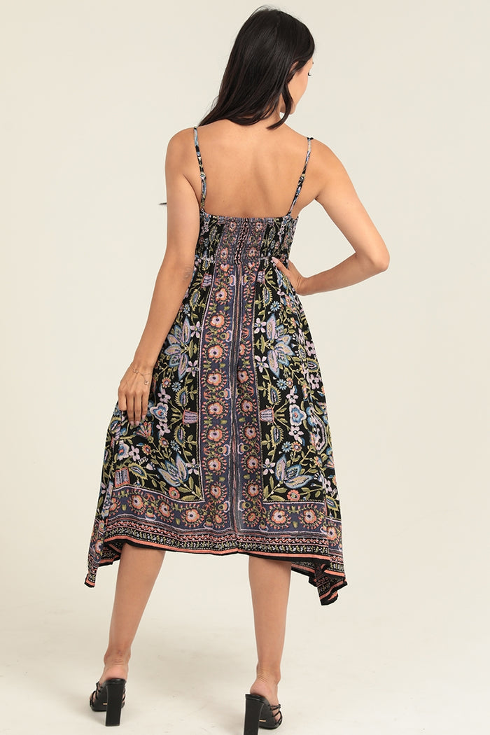 Twist Front Halter Dress ~ Multi-colored Pattern