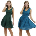 V-Neck Knee Length Dress ~ Turquoise or Green
