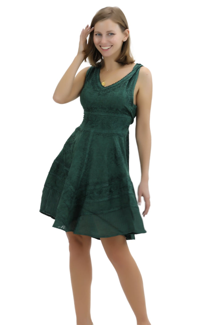 V-Neck Knee Length Dress ~ Turquoise or Green